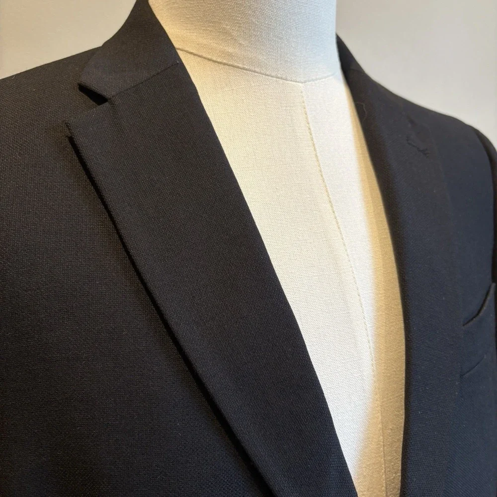Tommy Hilfiger Sport Coat 40S Black Wool Blend Performance Stretch Modern Blazer
